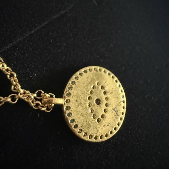 Neiman Marcus 14K Gold Plated White Evil Eye Mother of Pearl CZ Necklace - Picture 4 of 4